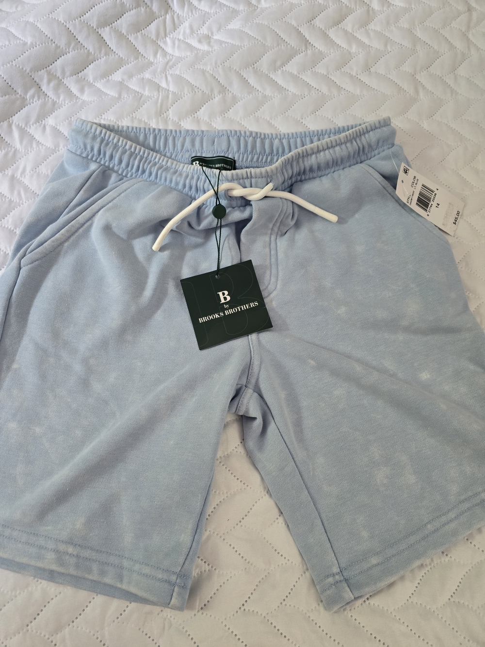 Brooks Brothers Boys Pale Blue Drawstring Athletic Shorts